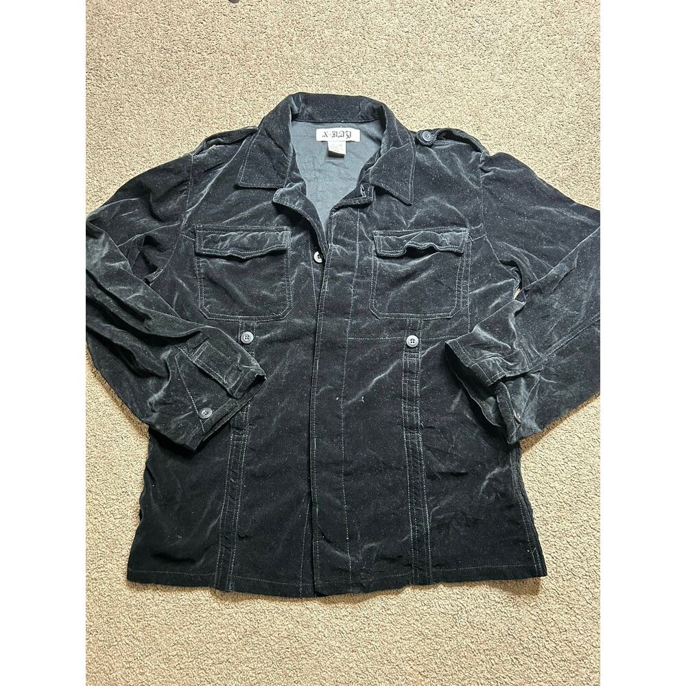 Men’s Size XXL X-Ray Wanted Dead or Alive Tour Velvet Button-Up Shirt Black